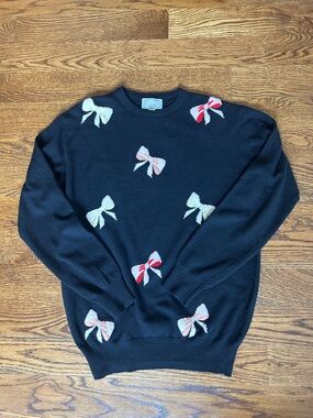 Aquascutum 100% Cashmere vintage Sweater UK Made Bow Detail Soft Luxury Knit M